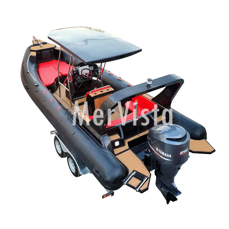 25ft RIB760 спортивные Стекловолоконные корпуса сверхмощные надувные лодки с мотором и прицепом