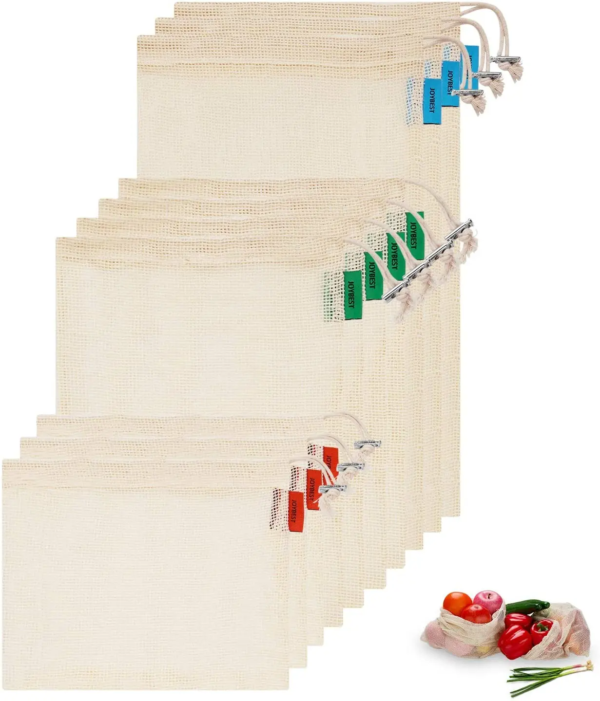 Экологичная многоразовая хлопковая сетчатая продуктовая сумка для овощей и фруктов, быстрая доставка