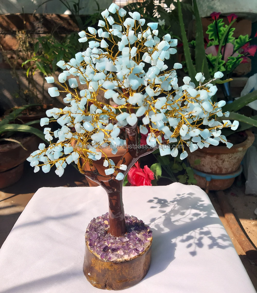 
Turquoise Gemstone Tree ,Blue Onyx Chips Beads Tree Customize Gemstone Chips Beads Tree For Home Decoration and gifts 