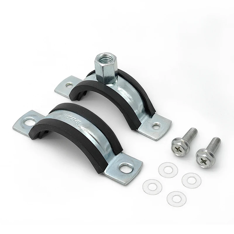 EPDM Pipe Clamp With Rubber Lined Split Two Screw Tube Wall Mounting Clamps