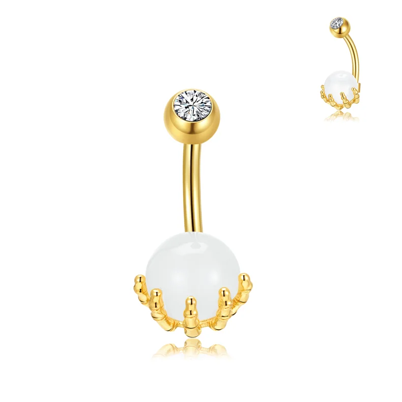 Factory direct sale 316l surgical steel piercing and tatoo supplies belly piercing cool skull hand opal navel piercing bar