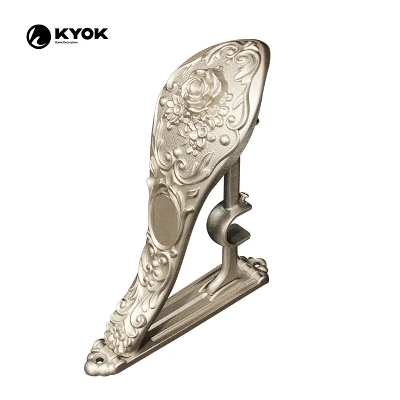 KYOK Grooved Metal Curtain Rods 28 MM Curtain Pipes with Exquisite Finials  Electroplating Surface Treatment For Hotels and Home