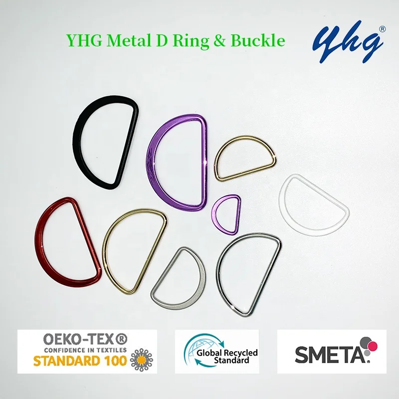 YHG Custom Logo Zinc Alloy Metal Clasp D Ring Hook Rose Gold Metal Buckle for Dog Collar Leash Handbags