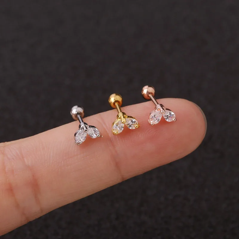 50pcs/Lot Tiny Cz Flower Star Moon Small Cartilage Stud Earring 20g Stainless Steel Tragus Rook Conch Helix Piercing Jewelry