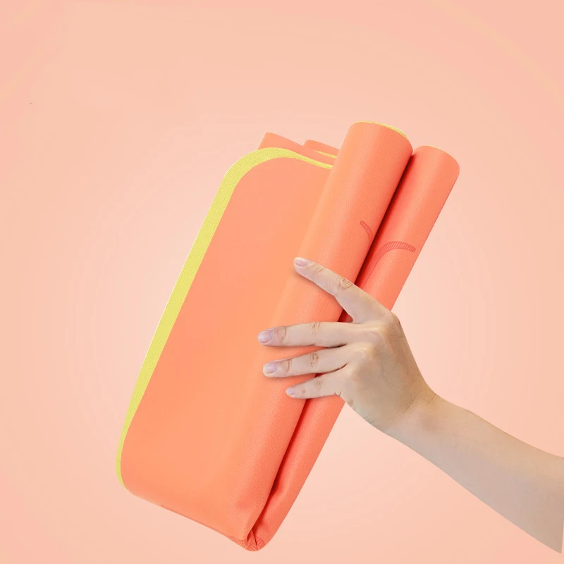 1.5mm Luxury Anti Slip Black Natural PU Rubber Yoga Mats Custom Logo Guide line Foldable Portable Pu Rubber Yoga Mat