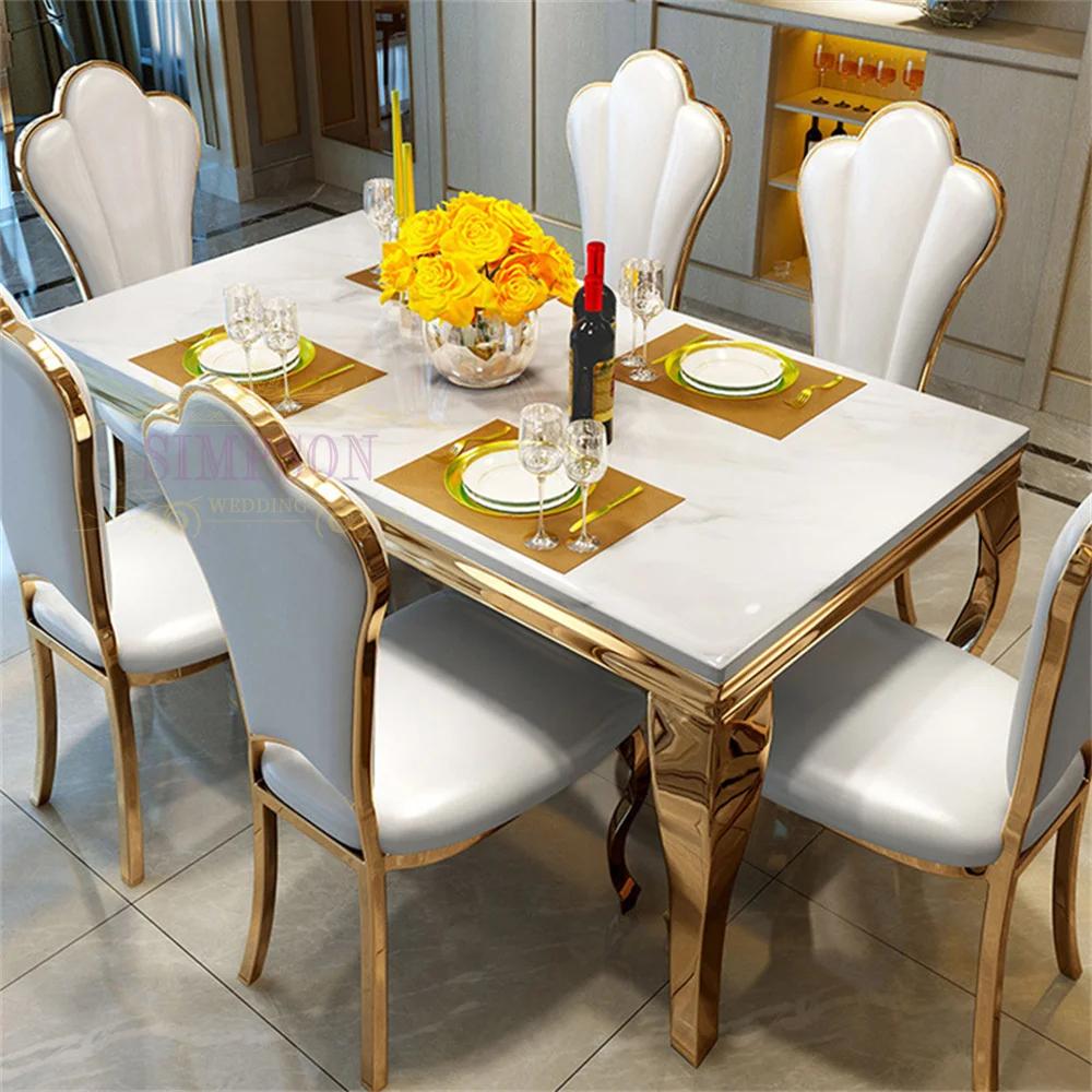 Modern Stainless Steel Dining Table for 10 for Hotel Wedding Party Outdoor Banquet Living Room Most Popular for Events