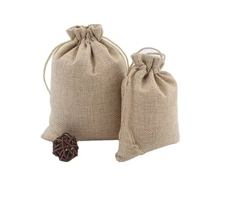 Wholesale Blank Eco Friendly Linen Hemp Grocery Bag Natural Burlap Tote Shopping Bag Bolsa Yute Jute Bag With Window