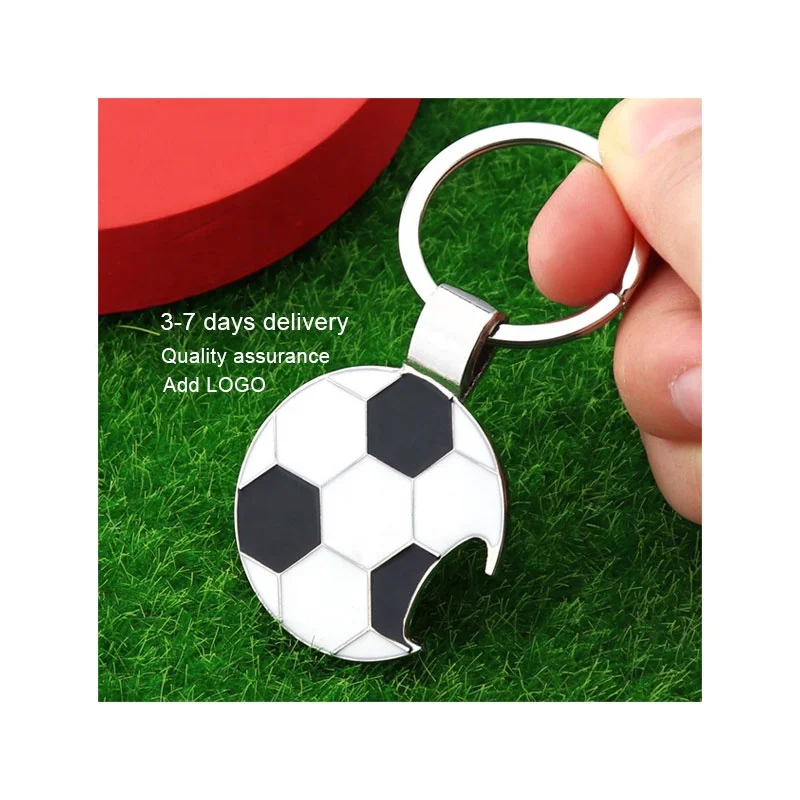 bottle opener keychain soccer ball shape promotional crisite metal key chains  key rings key metal keytrain