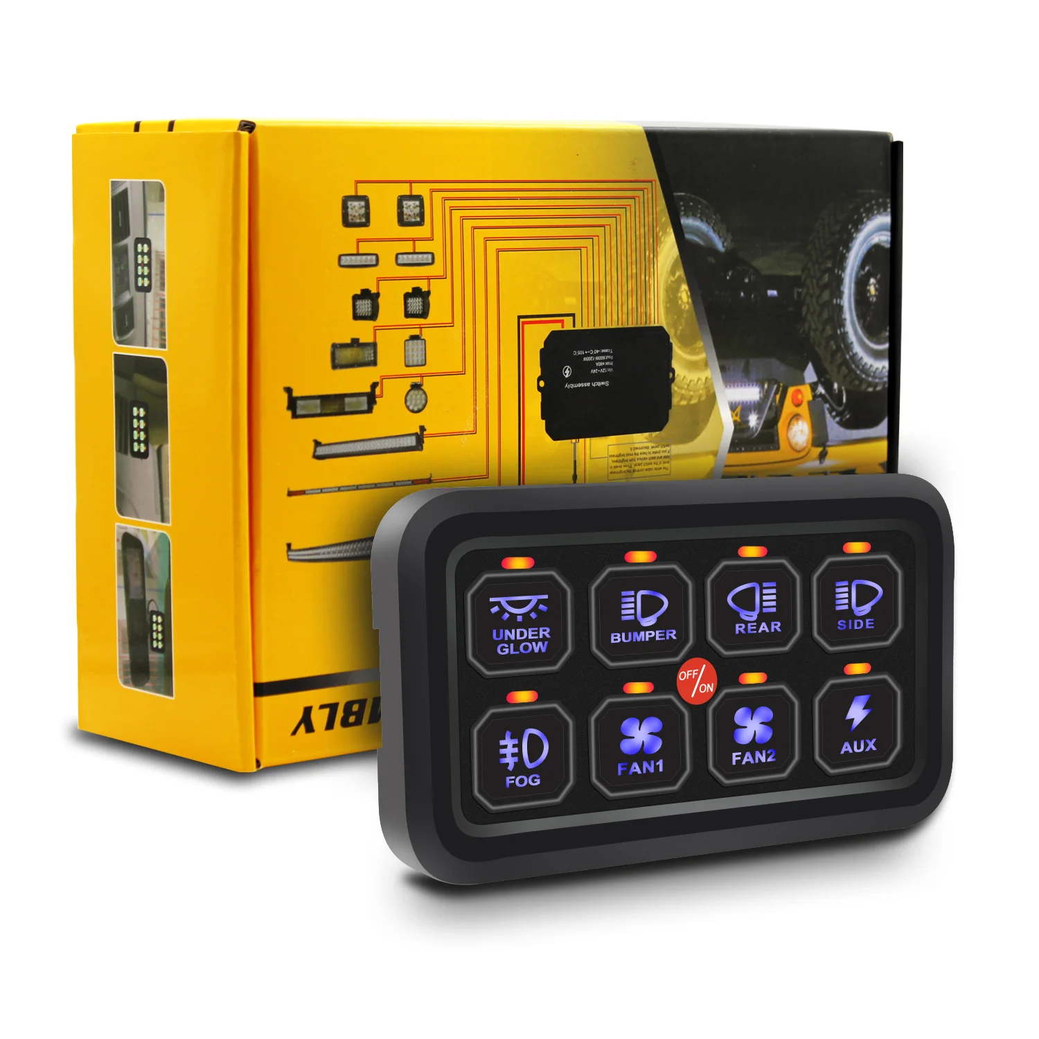 8 Gang Switch Panel Automatic Dimmable LED Touch Control Panel Box Electronic Relay System Car Touch Switch Box Universal