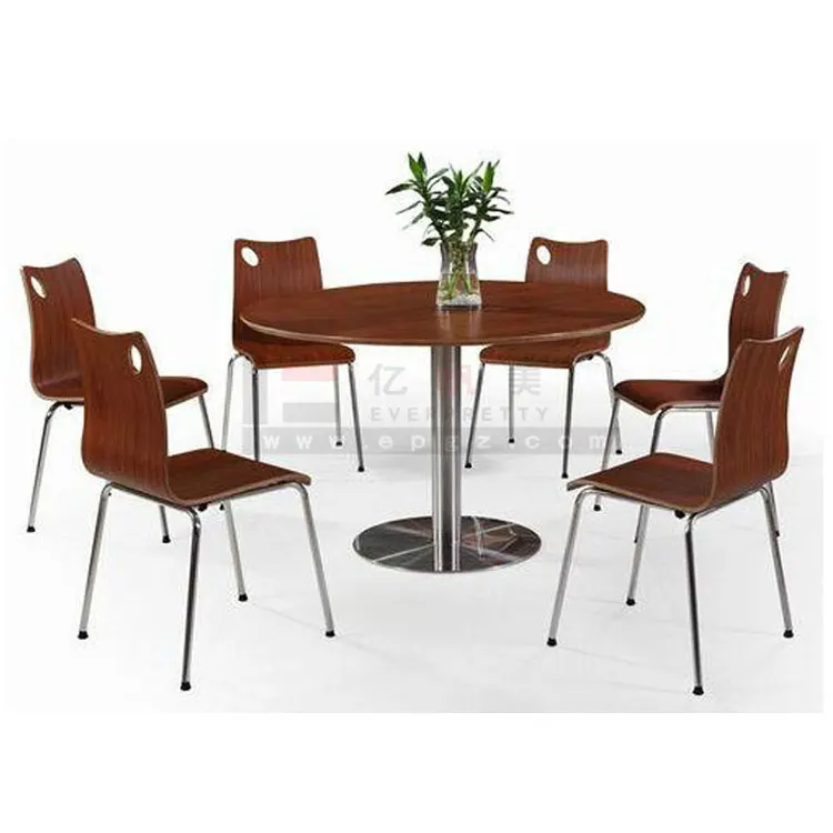 High Quality Office Furniture Conference Room Furniture Wood Modern Top Metal Frame Round Table and Chairs