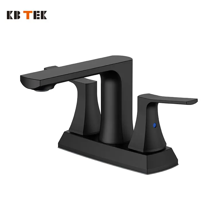 KB TEK Chrome  4 Inch Centerset  Bathroom Sink Tap Deck Mounted 3 Hole Bathroom Faucet 2 Handle Bathroom Faucet Basin Mixer Tap