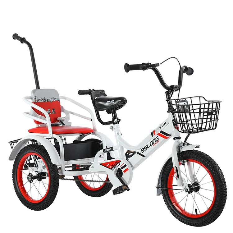 OEM New design 14/16/20inch two seat tricycles / child 3 wheels cheaper kid tricycle with back seat twins children tricycle