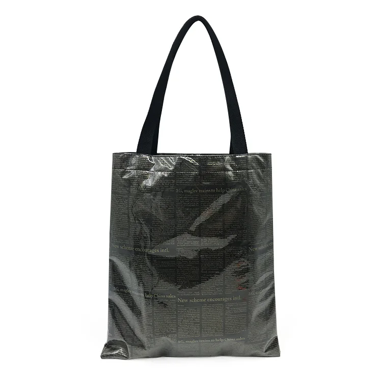 High Quality Tyvek Paper Newspaper Pattern Printed Tote Bag Custom Logo