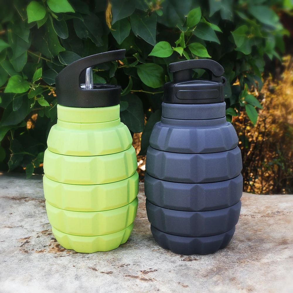 Instock silicone collapsible water bottle, factory price silicone water bottle suitable for climbing