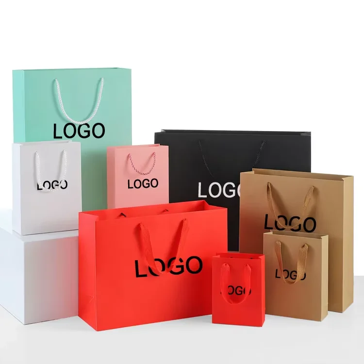 SenAng03 Custom Design Black White Handles Luxury With Your Own Logo Clothing Shoes Gift Paper Bag with handle