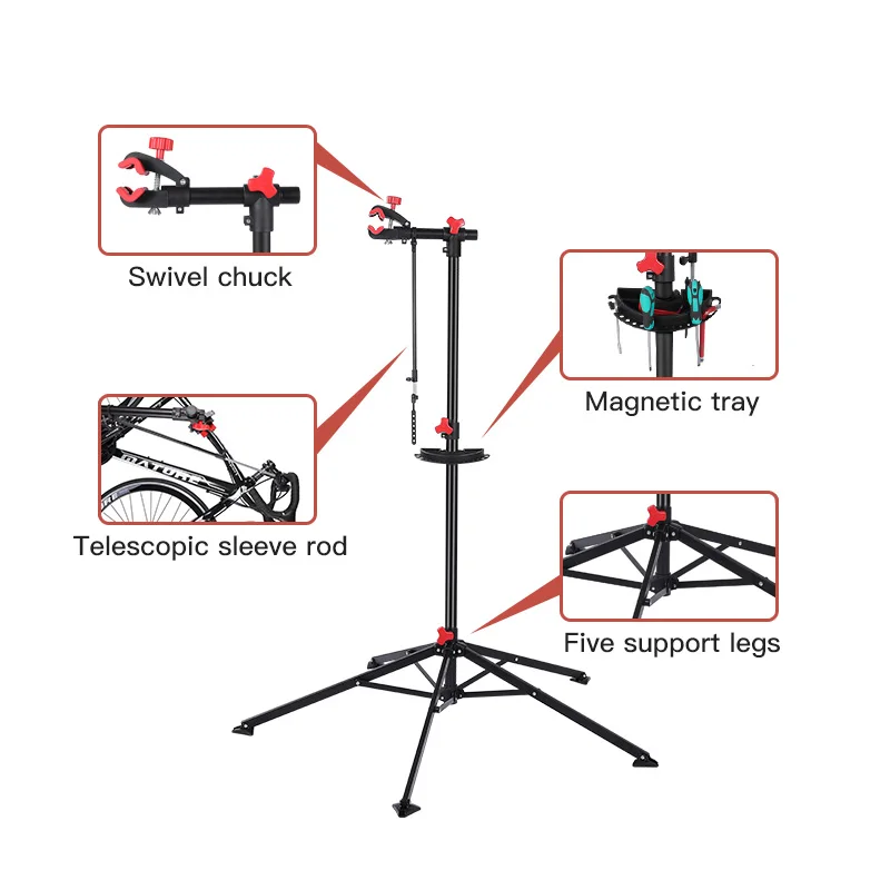 Heavy-duty foldable  steel 5 legs   big sleeve road Mountain Bike & Road Bikes  display repair stand