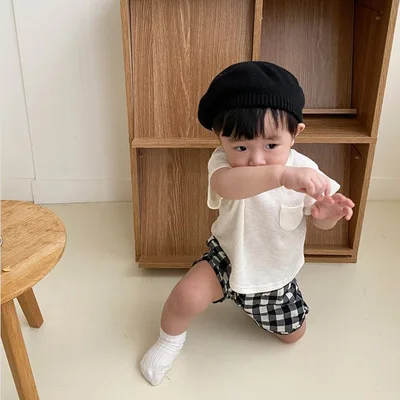 
2021 hot new Korean style simple and refreshing white T-shirt stretch cotton bottoming shirt summer baby 