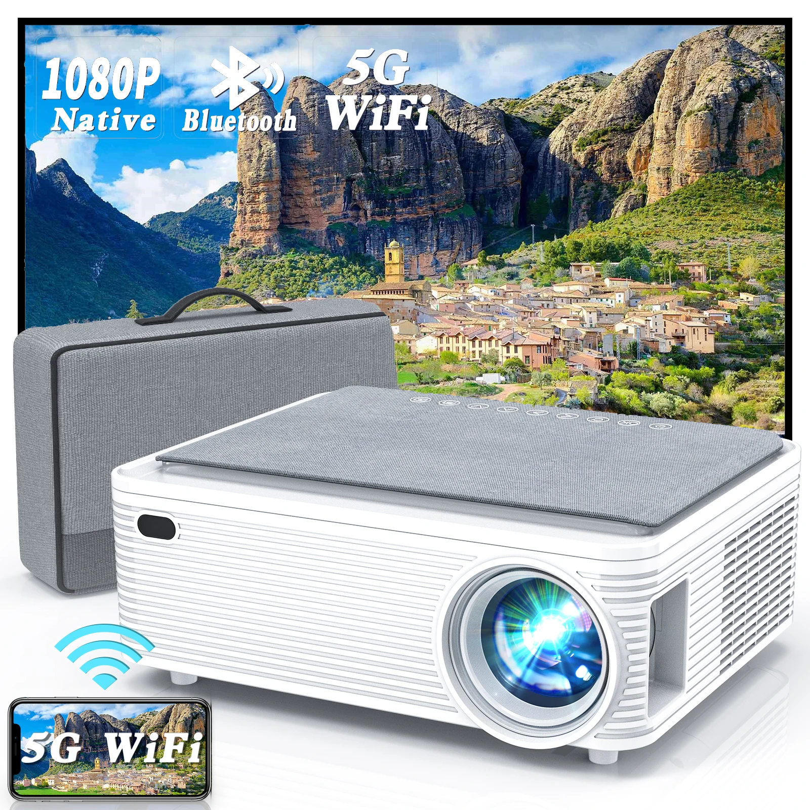 WISELAZER 2022 X5  Exclusive 4.5inch LCD LED Native 1080P projector, Real Full HD Projector 9500] Lumens for Home Theater