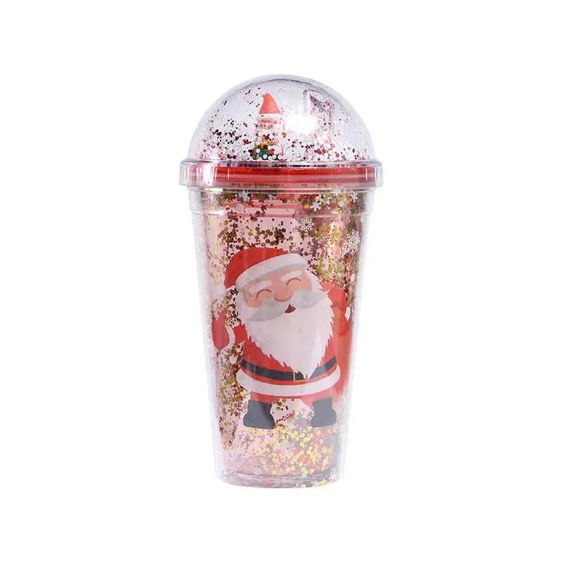 Student Couple Christmas Gift Cup Spot Wholesale Creative Flash Pink Summer Ice Plastic Straw Cup
