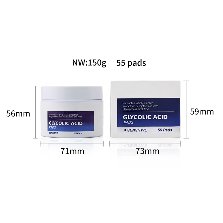 Wholesale Private Label Acne Scars Facial Salicylic Acid Exfoliating Peels Pads Cleaning Anti Wrinkle Peeling Glycolic Acid Pads