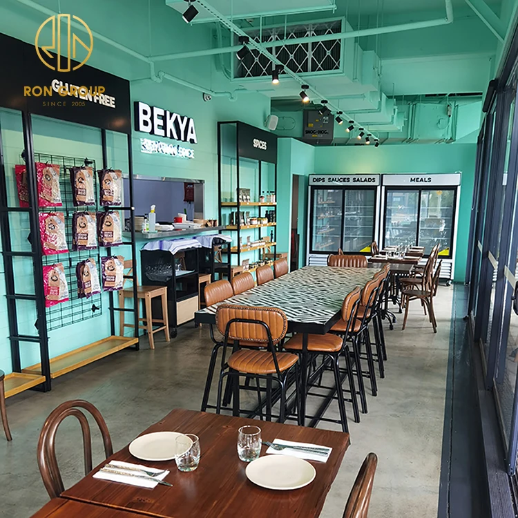 China custom coffee tea shop hospitality commercial cafe oak laminated wood square restaurant furniture table and chair set