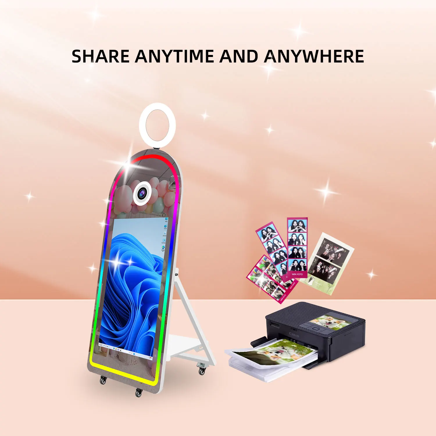 Popular Arch Mirror Photo Booth  Magic Mirror Photobooth With 43Inch Touch Screen Camera Printer For Events Party