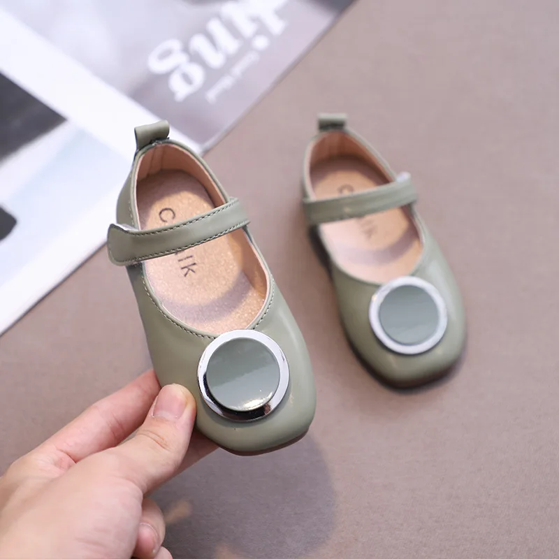 2022 Spring New Fashion Girls Genuine Leather Flat And Comfortable Children School Uniform Bow Princess Dress