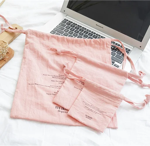 Hot Sale 100% Soft Cotton and Linen Drawstring Dust Cover Bags with Handbags