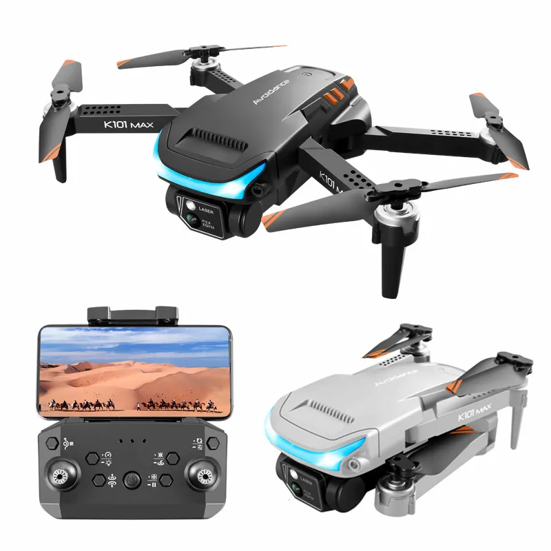 K101 Max Optical Flow Hover Gesture Photo ESC Double Camera Suitcase Flying Mini Drone Kit RC Helicopter with Obstacle Avoidance
