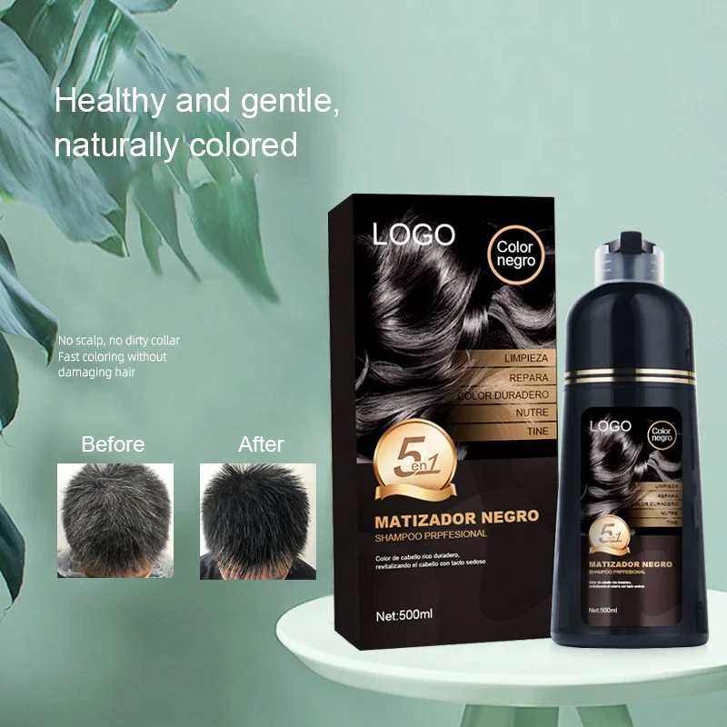 OEM ODM Customize Magic Ammonia Free Hair Color Shampoo Natural Black Hair Dye Colour Shampoo