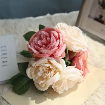 Manufacturer roses bouquet real touch artificial flower silk flowers for Home bridal wedding party festival