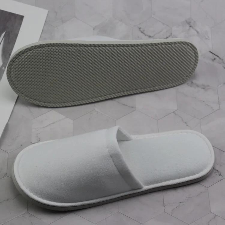 White Nap Clothe Wholesale Soft Hotel Disposable Slippers Customizable   Closed Toes Nap Clothe Hotel Slippers