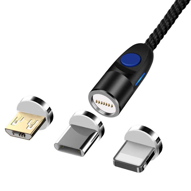 3A fast Phone accessories USB cable wholesale magnetic wire charging round data cable 3 In 1 For iPhone /Micro USD/Type-C