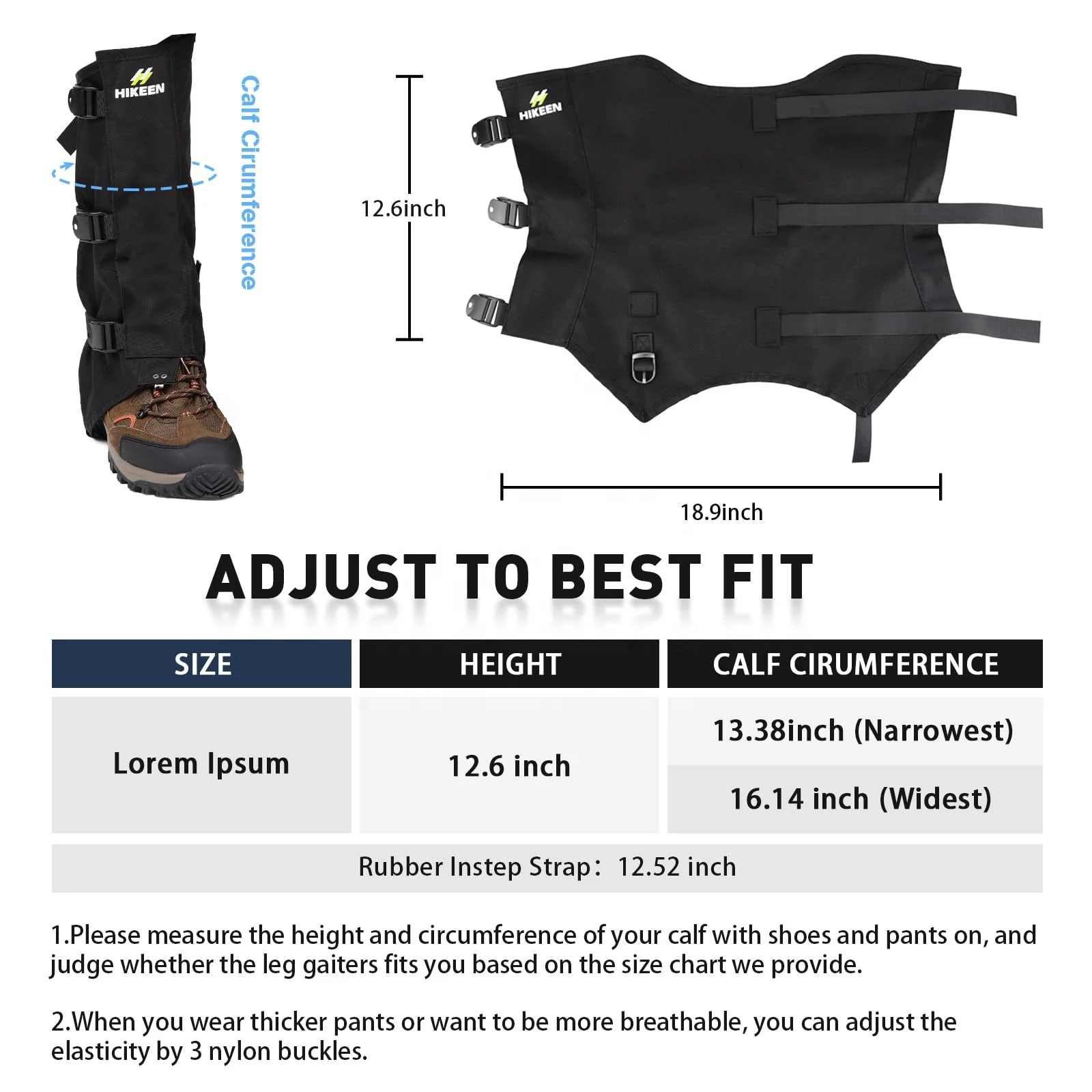 Hikeen Outdoor Climbing Skiing Leggings Cover 1000D nylon Waterproof Gaiters for Hunting