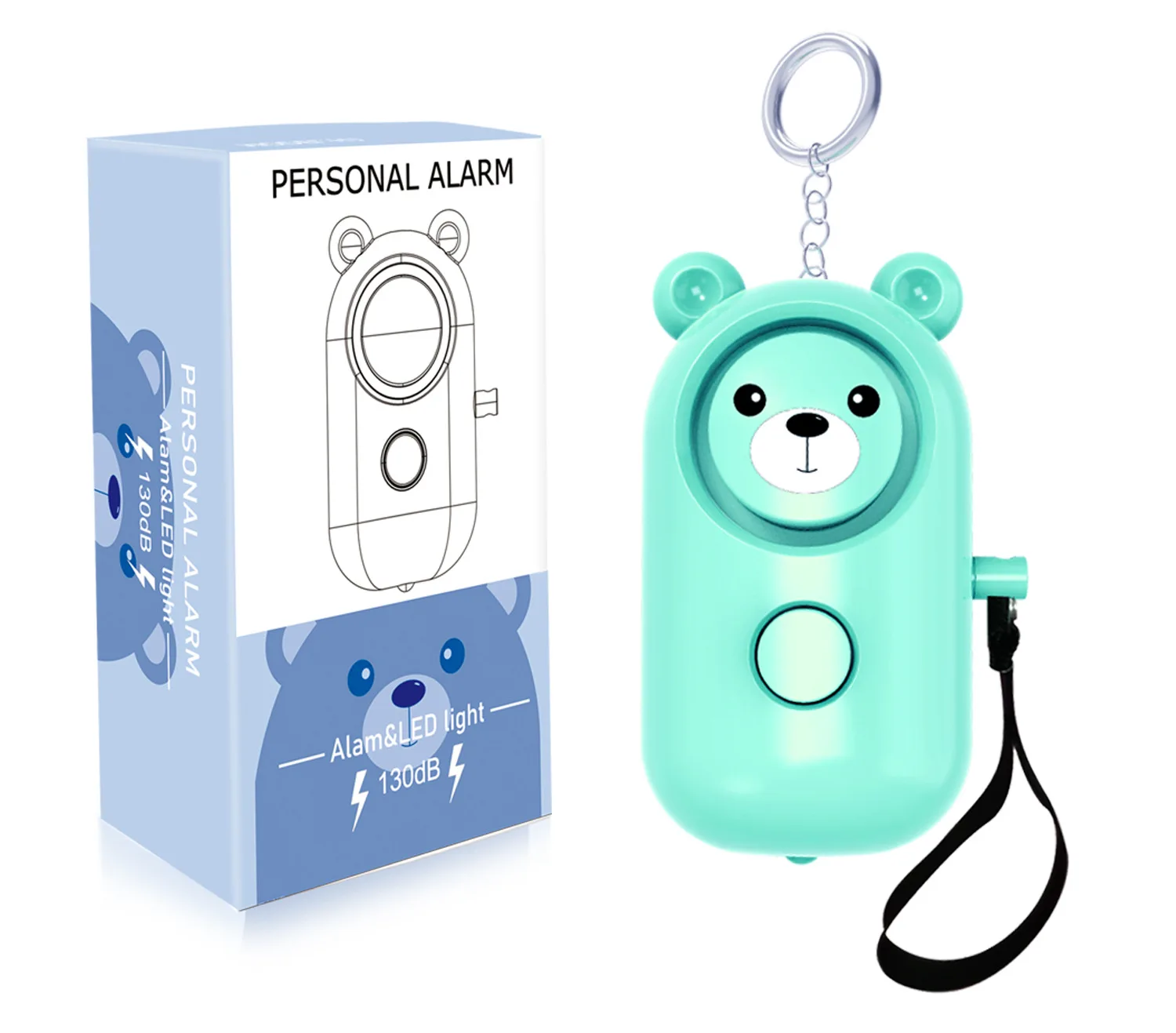 Wholesale Portable 140DB Emergency Self-Defense Security Alarm Keychain with LED Light for Women Kids and Elders