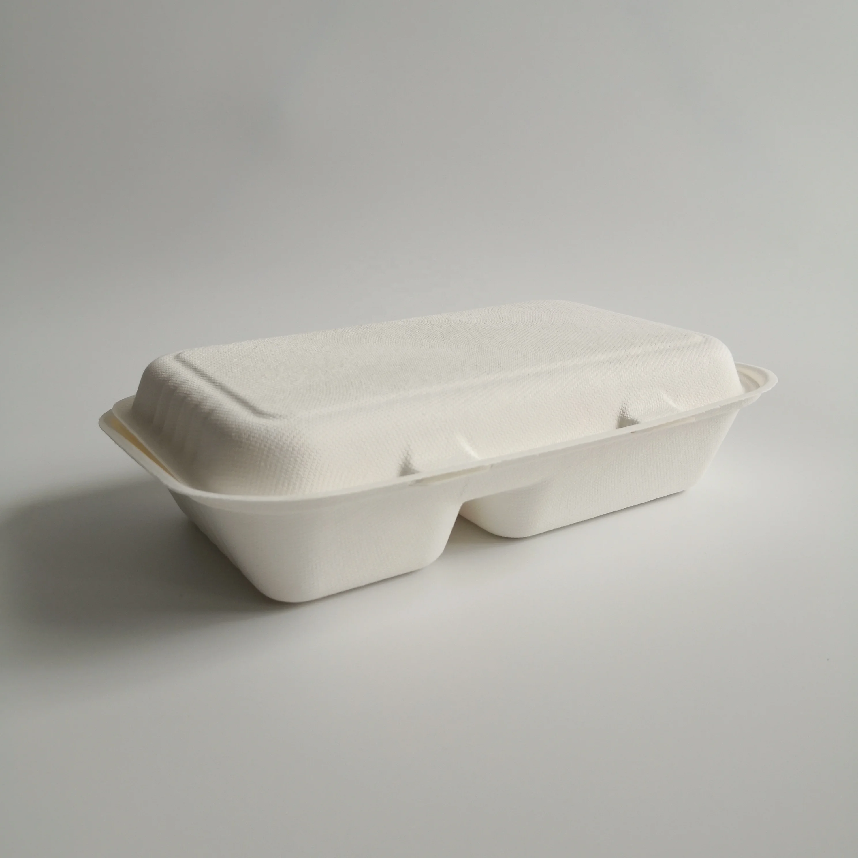 biodegradable recycled food packaging take away box with 2 compartment tray