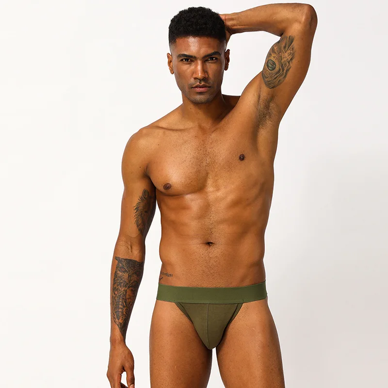 Sexy Gay Men Underwear Male Lingerie Jockstrap G String Thongs Mens Underpants Pure Cotton Solid Briefs Panties Jock Strap
