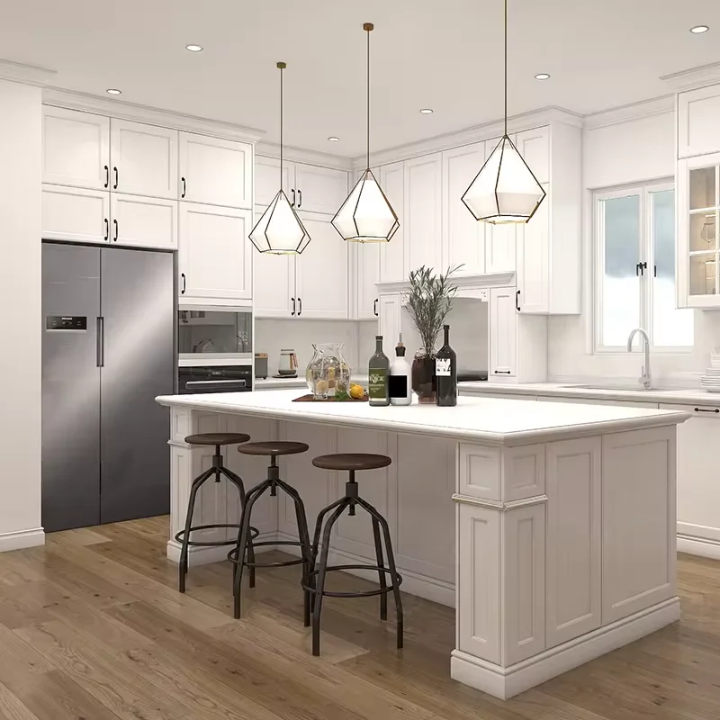 Contemporary Modular Kitchen Cabinet Set with High Gloss Lacquer and Solid Wood Features Bathroom Cabinets