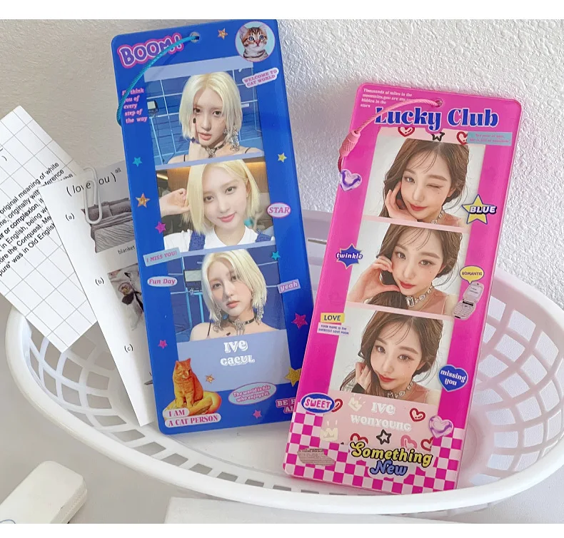 Kpop Acrylic Photo Strip Animal Print Pattern Film Strip Keychain Standee for Holding Photocards Frames Stand