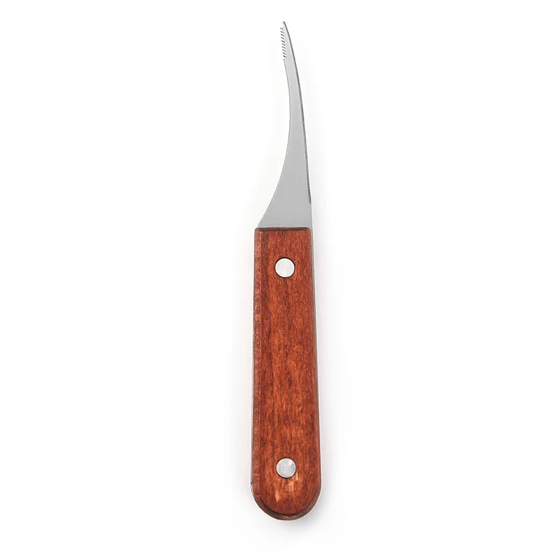 Easy to clean family multi-purpose kitchen stainless steel shrimp knife with red wooden handle