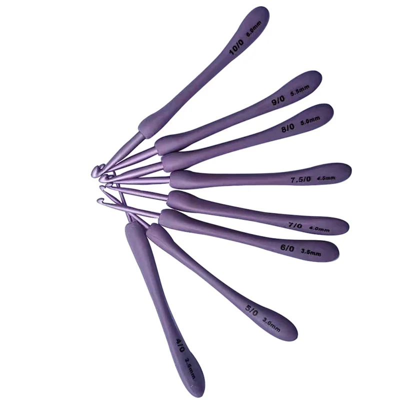 New ABS Purple Plastic Handle Alumina Crochet Set Combination Knitting Tools Including Sweater Needles 20V Voltage Pack 8 Bags