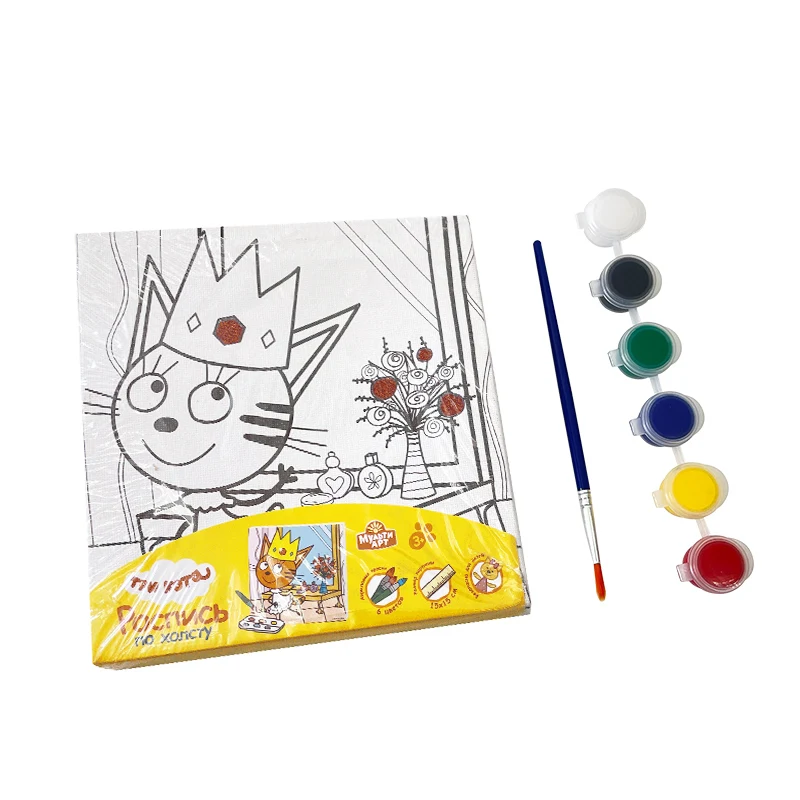 China kids painting by number 40% canvas, 60% oil easel art and craft set Diy canvas painting set