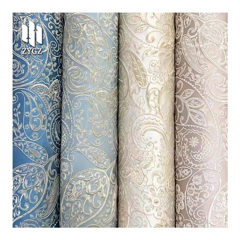 Luxury Gold Embroidered Jacquard Fabric Embossed Flora Damask Brocade For Haute Couture Dress DIY Polyester Fabric