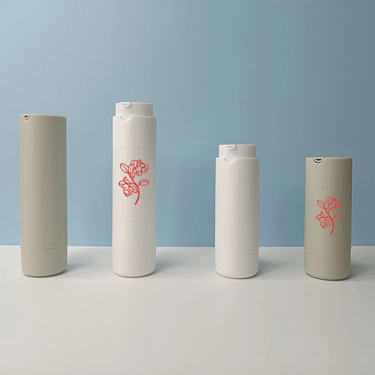 Luxury empty cosmetic lotion serum oil custom logo matte White frosted airless pump bottle for sunscreen cream