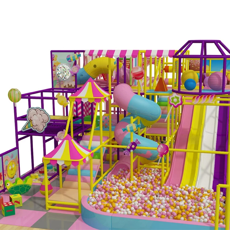 Candy theme kids amusement equipment game soft indoor play equipment kids large indoor playground with slide amusement park
