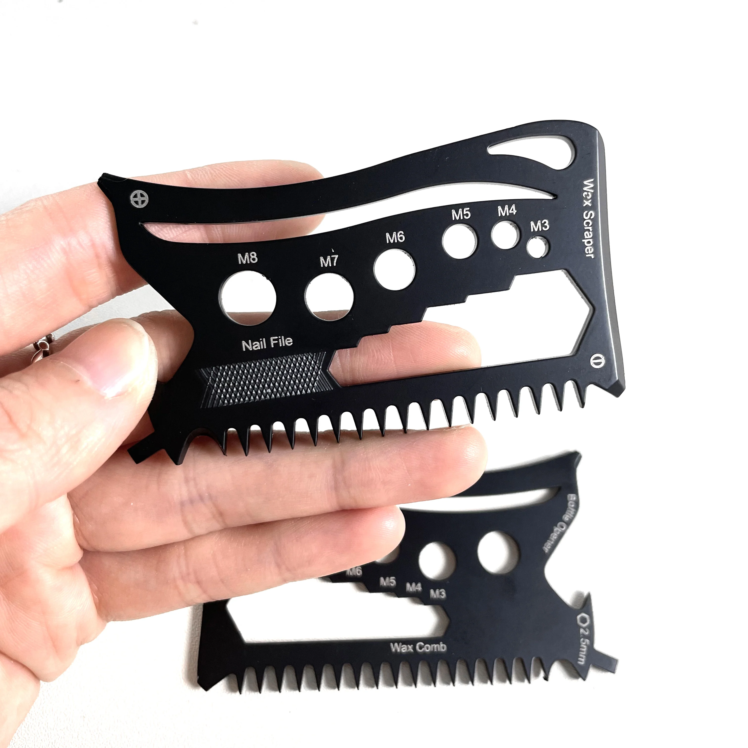 Steel Surfboard Wax Comb Scraper with Bottle Opener & Hex Fin Key Surf Tool