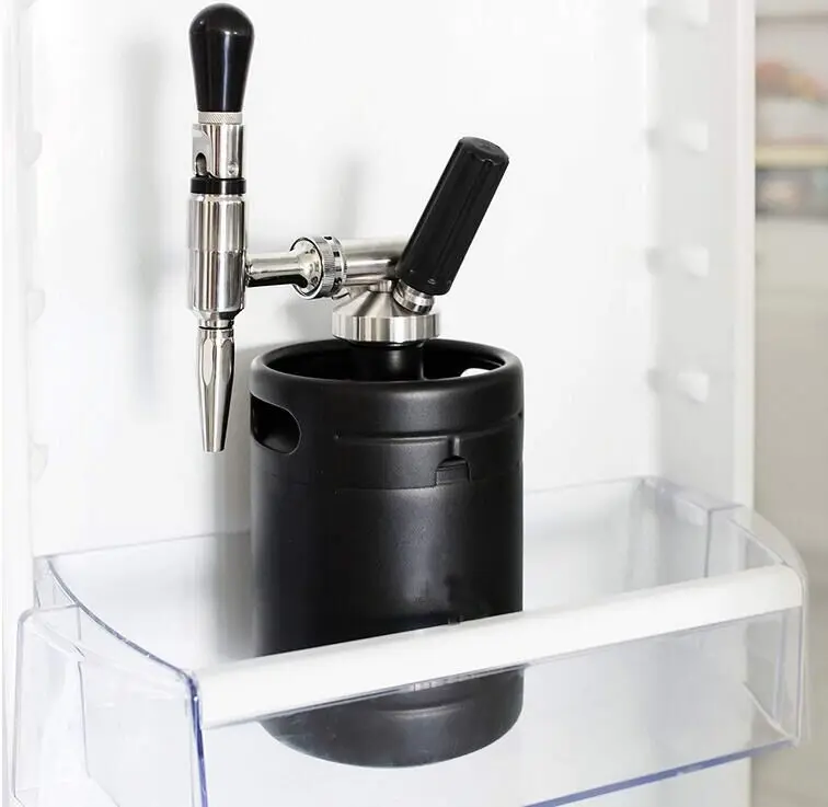 Brewer in action brewing commerical fresh skinny 64oz hand-brewed travel kegerator nitro cold coffee maker with tap system