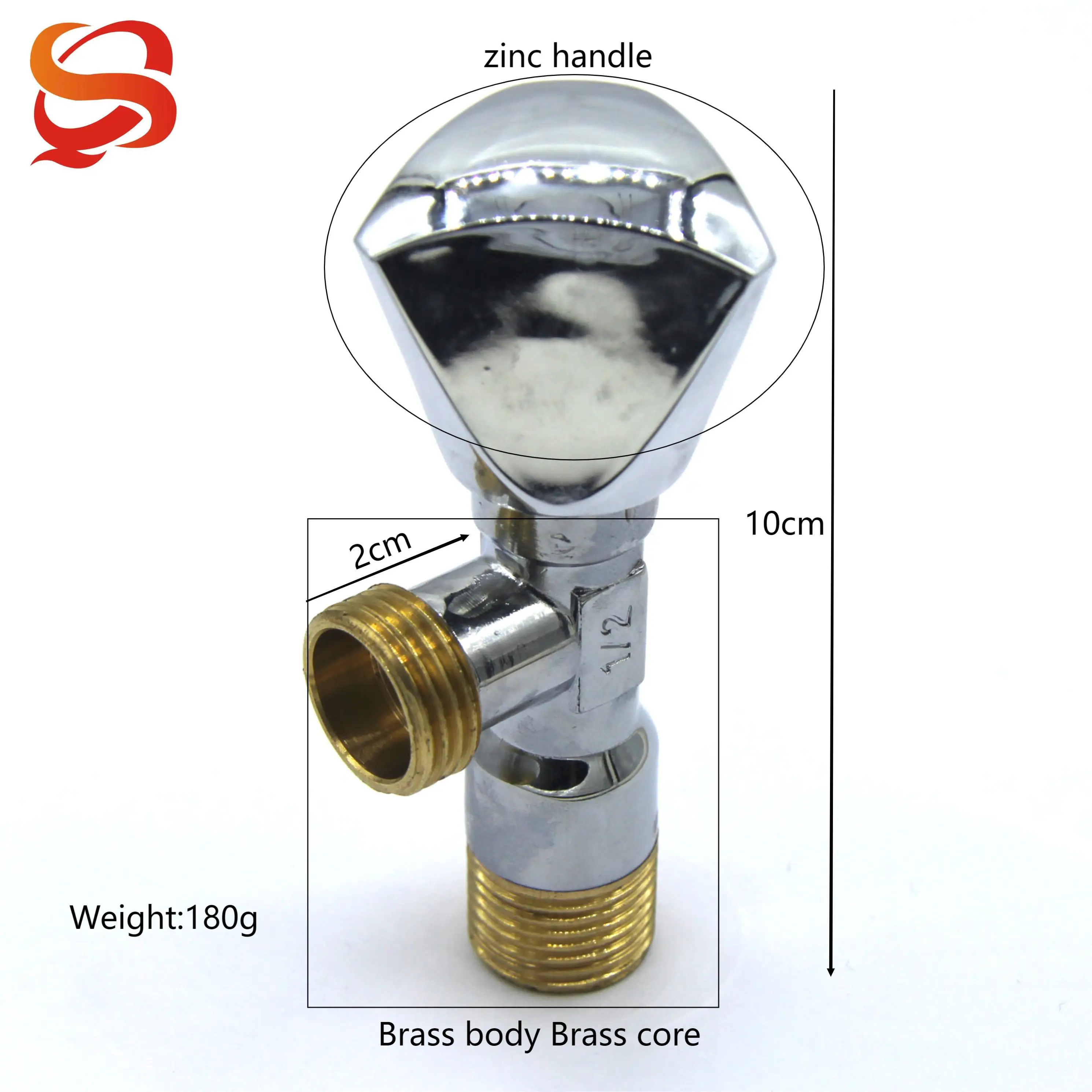 Hot and cold water thickened zinc alloy handwheel 1/2 brass body copper core switch for home use