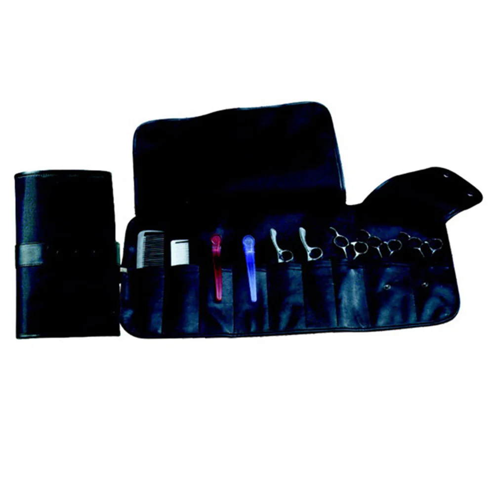 
2020 Salon Carry Custom Logo Foldable Barber Kit Leather Pouch Salon Hairdresser Scissor Bag Tool Case 