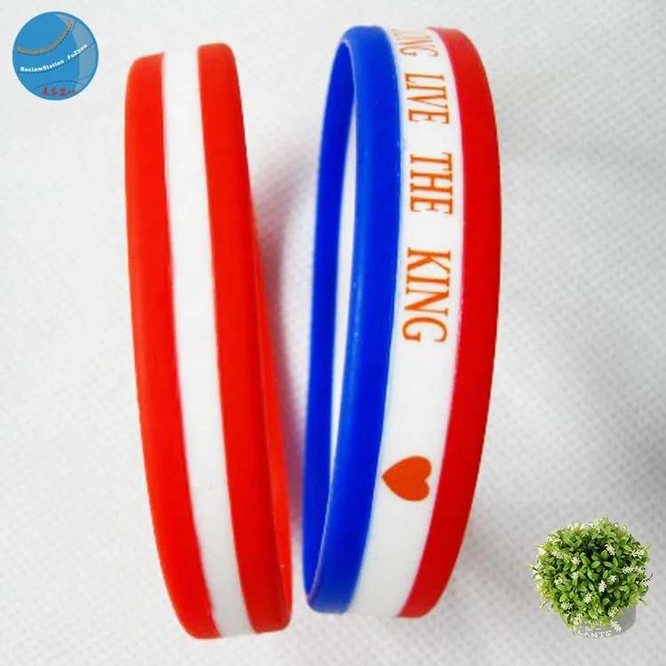Promotional Custom Printed Logo Eco-friendly Silicone Rubber Bracelet Wrist Band National Flag Colors Silicone Wristband